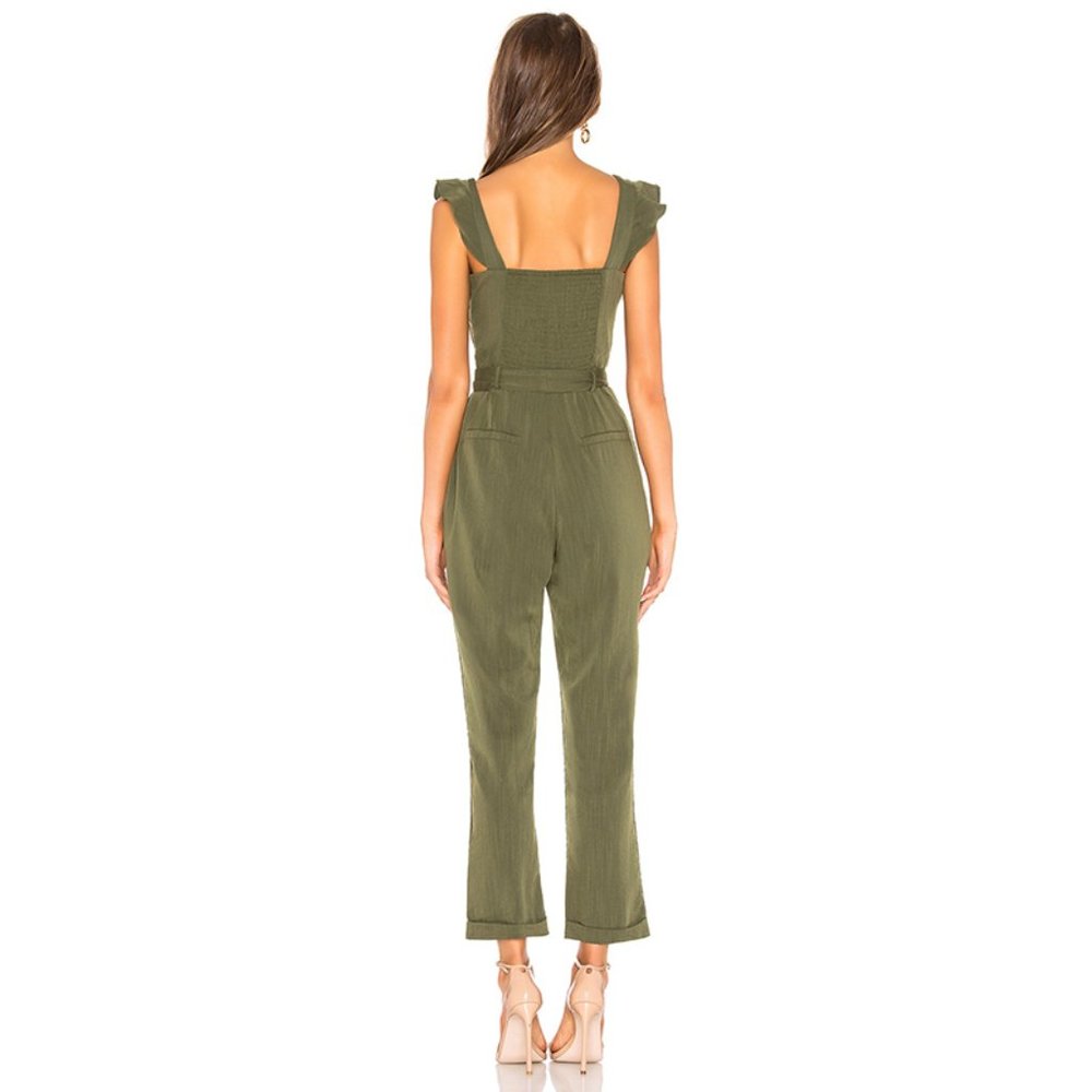 Heartloom Olive Green Button-Front Tie-Waist Jumpsuit - Picture 3 of 7
